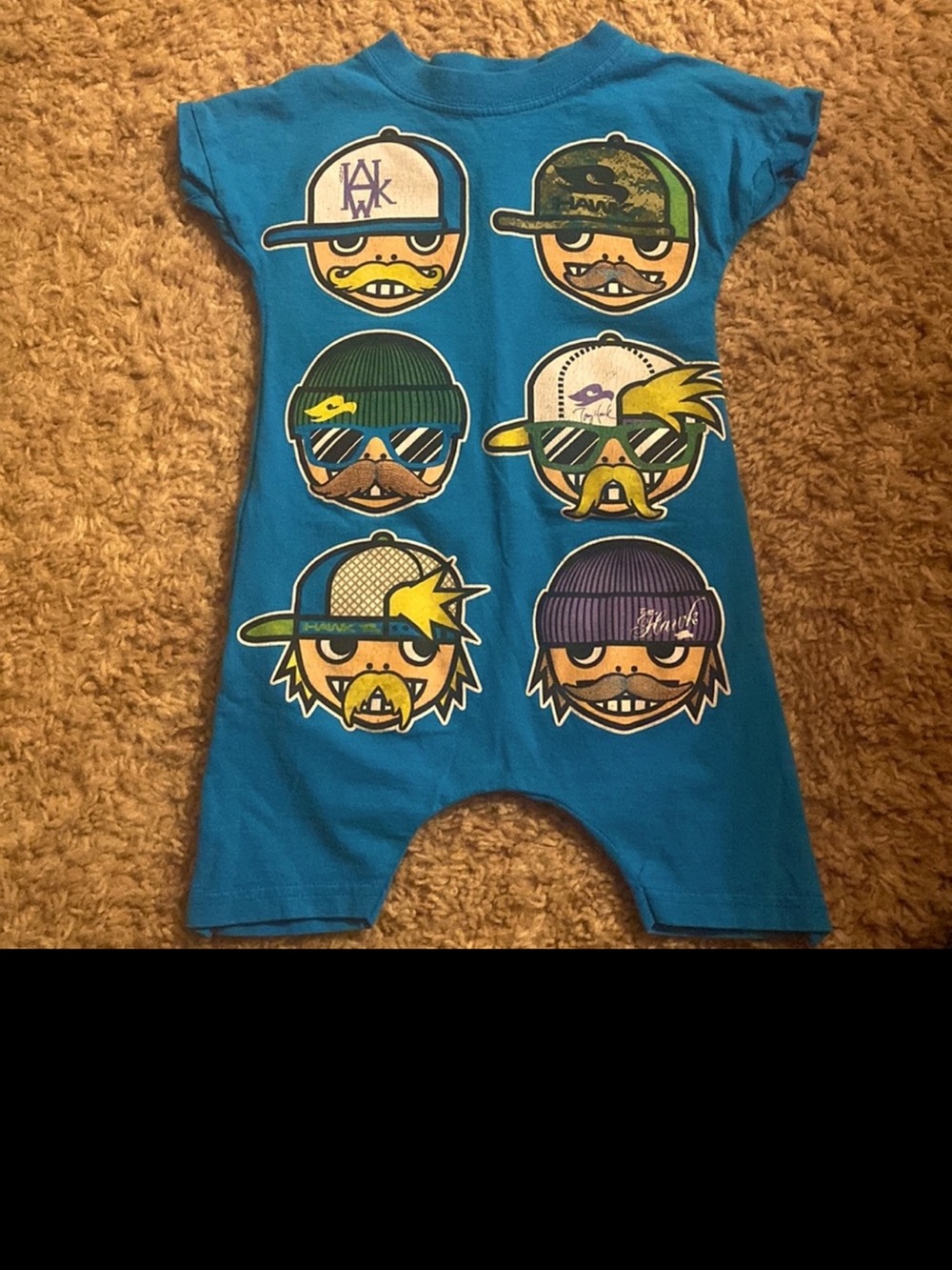 Tony Hawk Bright Blue Graphic Kids One-Piece Romper